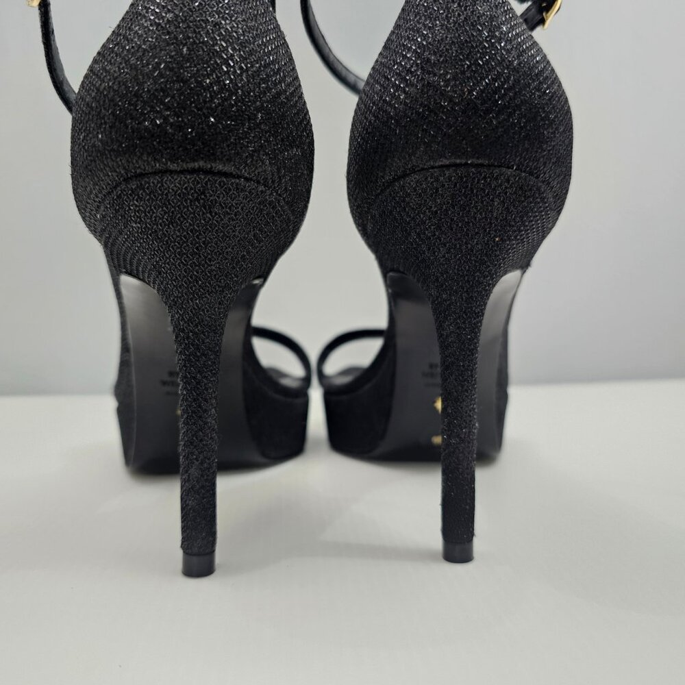 🆕Stuart Weitzman Black Glitter Platform Ankle-Strap Heels. Tried on only - Picture 10 of 14